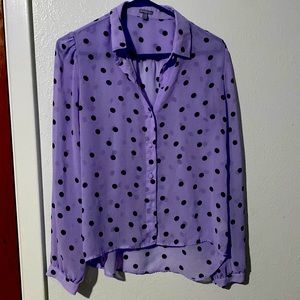 Purples with black polkadot button up